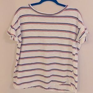 Lightweight Striped T Shirt with Ruffled Sleeves